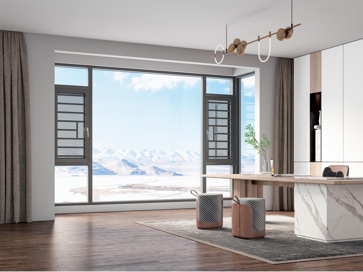 118断桥窗纱一体平开窗内外平框.